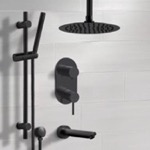 Remer TSR69 Black Ceiling Tub and Shower Faucet Set with Handheld